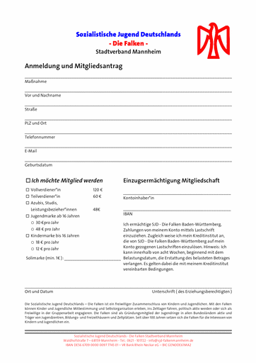 Vorschau Anmeldeformular